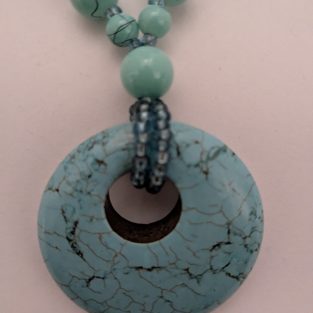 Turquoise Beaded Pendant Necklace